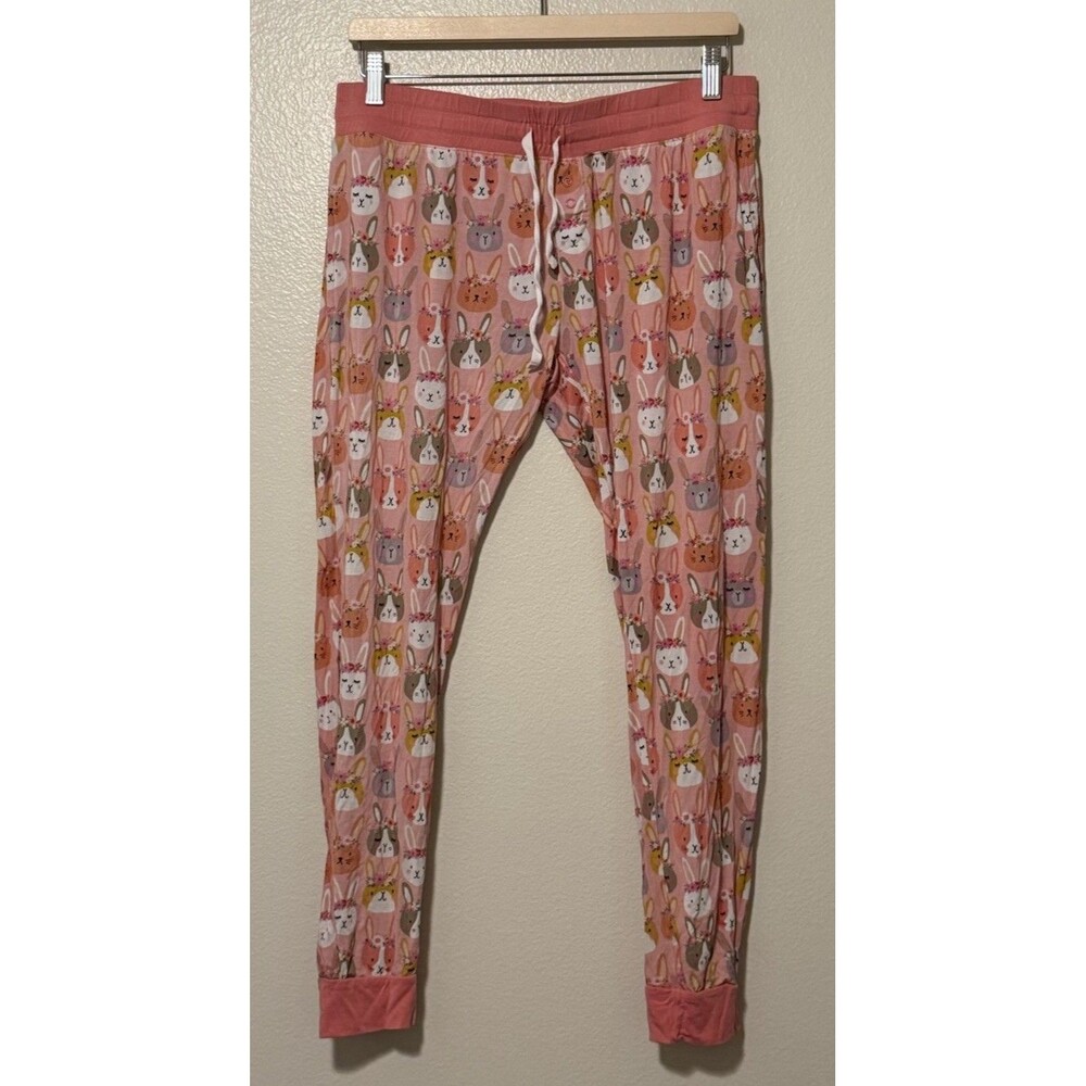 Little Sleepies Pink Boho Bunnies Womens Bamboo Pajama Jogger Pants Size Medium